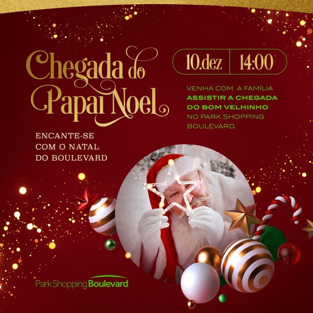 Papai Noel chega de helicóptero no Park Shopping Boulevard Muralzinho