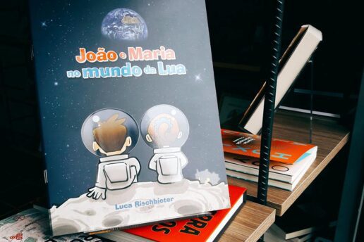Dois alunos vão à Lua e convidam o leitor a contemplar o nascer da Terra