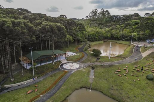 Descubra o Parque Pinhal de Santana e suas esculturas de pinhões gigantes