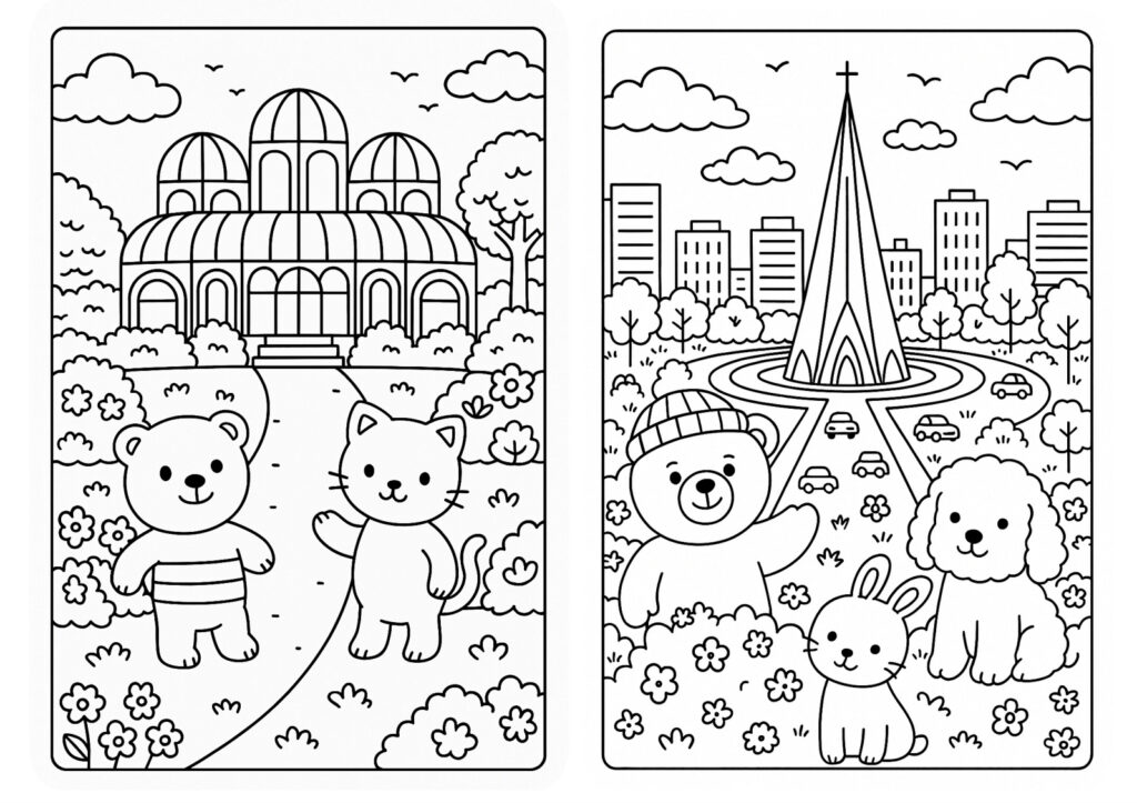 Cenários do Paraná viram ilustrações para colorir no estilo “Bobbie Goods”